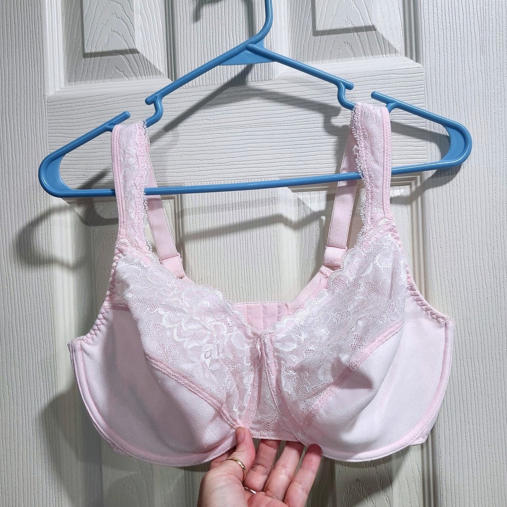 Playtex Secrets Pink Lace Underwire Bra 38DD Style 4232 Full Coverage Support